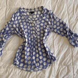 GAP Lavender and White Polka Dot Button-Down Top